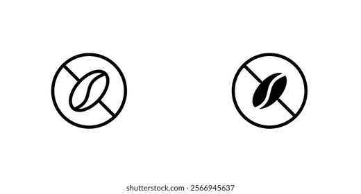 Caffeine free icons. black and white vector set.