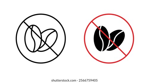 Caffeine free icons in Thin line black color. flat simple vector symbols illustration.