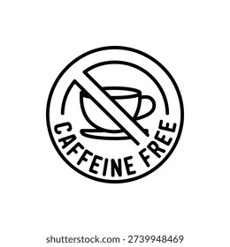 Caffeine free label, coffee caffeine free icon, coffee products