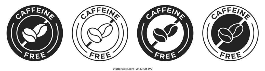 Caffeine free label. Decaf icon. Caffeine free vector illustration for product packaging logo, sign, symbol or emblem isolated.