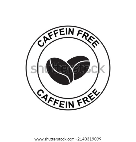 Caffeine free label icon  in black flat glyph, filled style isolated on white background