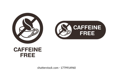 Caffeine free stamp (ingredient marking for packaging) - crossed out coffee bean with cup