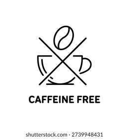 Caffeine free vector icon, decaf coffee icon, caffeine free symbol