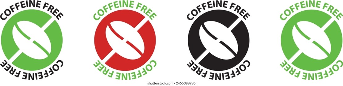 Caffeine free vector logo icon sign. Allergy decaffeinated coffee symbol health natural eco label