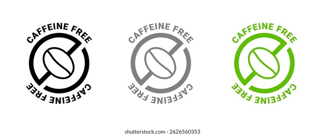 Caffeine free vector logo icon sign. Allergy decaffeinated coffee symbol health natural eco label