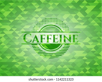 Caffeine green emblem with mosaic background