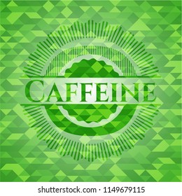 Caffeine green emblem. Mosaic background