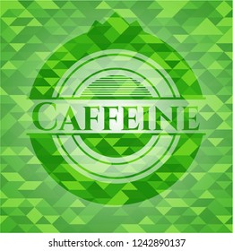 Caffeine green emblem. Mosaic background