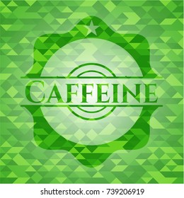 Caffeine green emblem with mosaic background