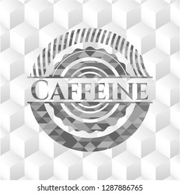 Caffeine grey emblem. Vintage with geometric cube white background