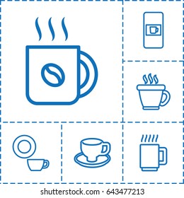 Caffeine icon. set of 6 caffeine outline icons such as vending machine, coffee, dish, coffee cup
