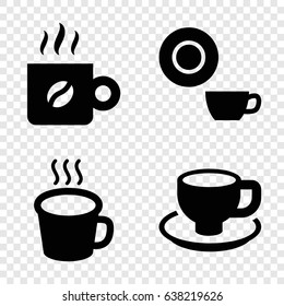 Caffeine icons set. set of 4 caffeine filled icons such as dish, coffee cup, cup