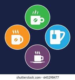 Caffeine icons set. set of 4 caffeine filled icons such as coffee, tea cup