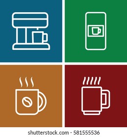 caffeine icons set. Set of 4 caffeine outline icons such as vending machine, coffee, coffee machine