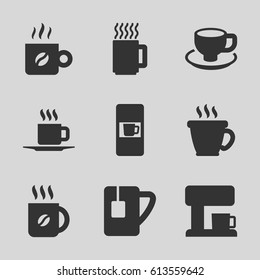 Caffeine icons set. set of 9 caffeine filled icons such as vending machine, coffee, coffee cup, tea cup, cup, coffee machine