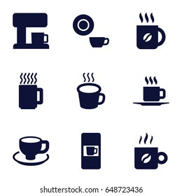 Caffeine icons set. set of 9 caffeine filled icons such as vending machine, dish, coffee, coffee cup, cup, coffee machine