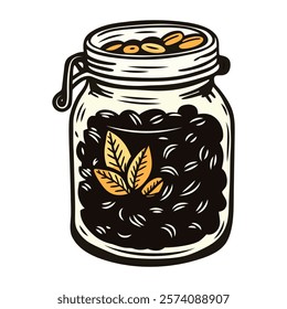 Caffeine jar icon in vintage style