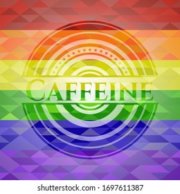 Caffeine lgbt colors emblem. Vector Illustration. Mosaic.