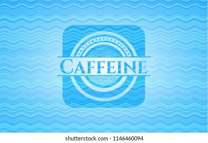 Caffeine light blue water wave emblem background.