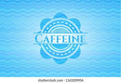 Caffeine light blue water wave style badge.