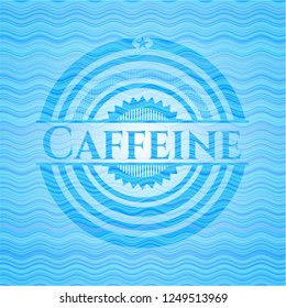 Caffeine light blue water wave style emblem.