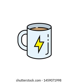 Caffeine line icon. Coffee mug symbol. Fresh start hot energy drink sign. Vector illustration.