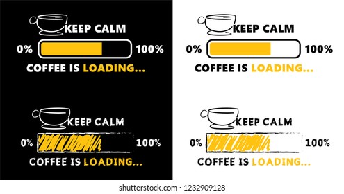 Caffeine is loading please wait Vector party fun loading bar banner coffee shop Coffee break Quote coffee cup time hot drink mug beans poster menu logo Lazy day espresso cafe cappuccino icon icons