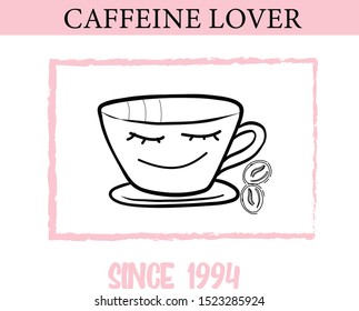 Caffeine lover slogan graphic for t-shirt graphics, vectors - Vektör