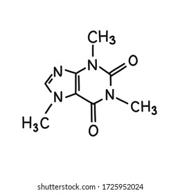 caffeine molecular formula doodle icon, vector illustration