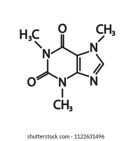 Caffeine molecular structural chemical formula. Vector icon.