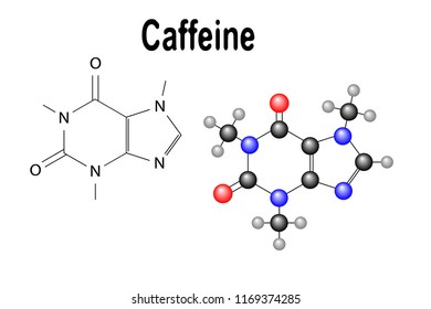 Caffeine, molecular structure, vector illustration
