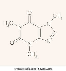 Caffeine molecule chemical structure. Vector illustration background