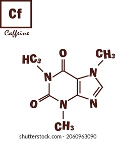 Coffeinmolekül-Illustration mit braunen Linien