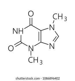 Caffeine molecule. Simple chemical skeletal formula. Vector illustration