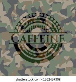 Caffeine on camouflaged texture. Vector Illustration. Detailed.