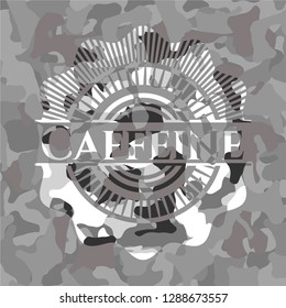 Caffeine on grey camo texture