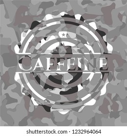 Caffeine on grey camouflage texture