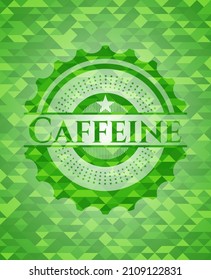 Símbolo verde realista de cafeína. Fondo mosaico. Ilustración vectorial. Detallado. 