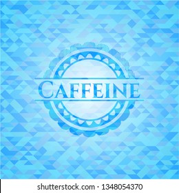 Caffeine realistic sky blue emblem. Mosaic background