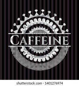 Caffeine silver emblem or badge. Vector Illustration. Mosaic.