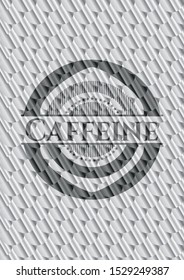 Caffeine silver shiny badge. Scales pattern. Vector Illustration. Detailed.