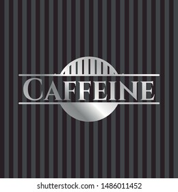 Caffeine silvery badge or emblem. Vector Illustration. Mosaic.