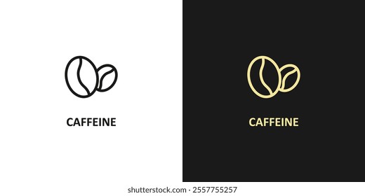 Caffeine simple icon. Coffee bean icon isolated on white background. Line bean icon. Morning coffee vector. Black line grain icon design.