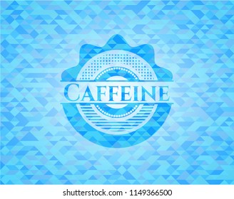 Caffeine sky blue emblem with triangle mosaic background