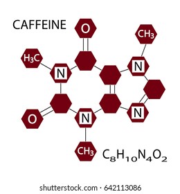 Caffeine Stimulant Molecule. Icon Symbol Design. Vector illustration isolated on white background. Flat  icon for apps and websites