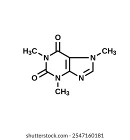 Caffeine structural formula, vector illustration