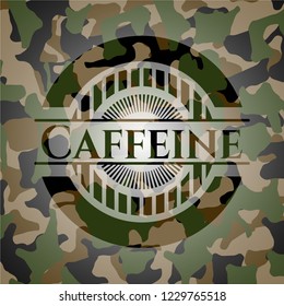 Caffeine written on a camouflage texture