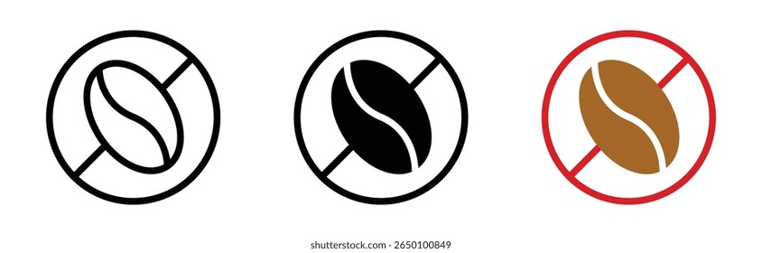Símbolo livre de cafeína com grão de café e marca de proibição representando saúde consciente restrição dietética estilo de vida escolha aviso de bebida descafeinada alerta de preferência