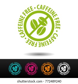 Caffeinel free badge, logo, icon. Flat vector illustration on white background. Can be used business company.