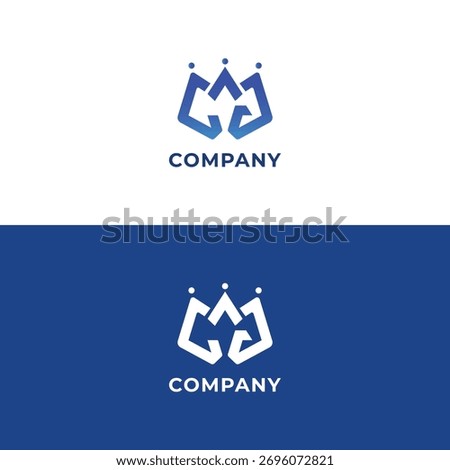CAG Crown Logo Design in Blue Gradient – Modern Luxury Monogram